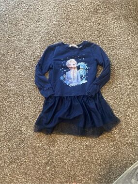 H&M Navy Blue Frozen Elsa Sweatshirt Dress